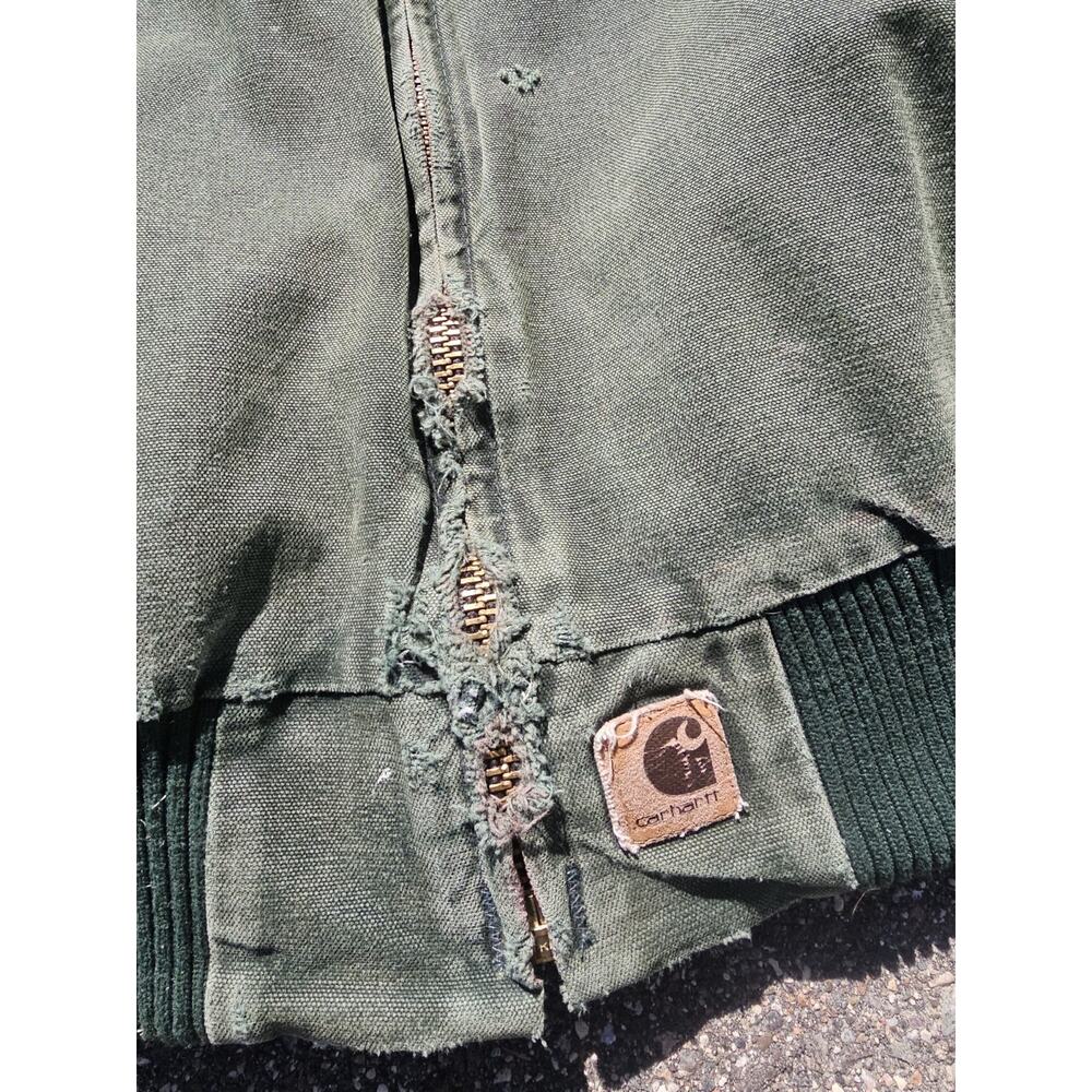 VINTAGE Carhartt Jacket Men Green Santa Fe J14 SPC Sun Faded Distressed Spruce - Picture 2 of 11
